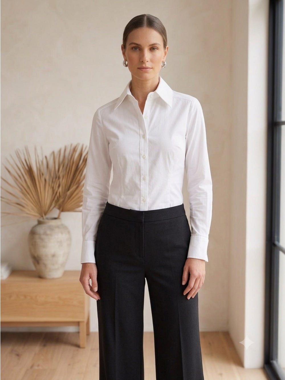 Joeffer Caoc White Fitted Button-Down Shirt | Made in Canada - US 8 / Medium